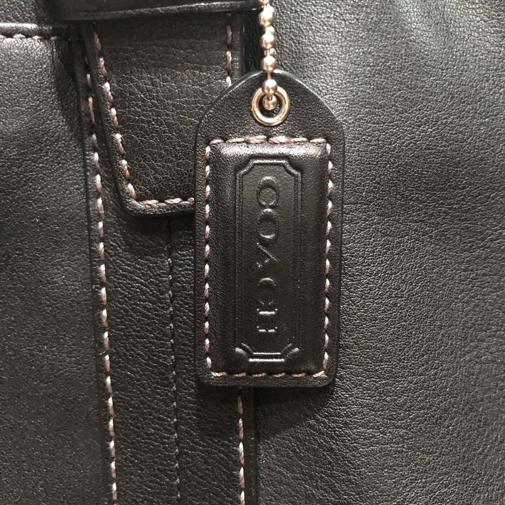 Black leather Coach tote
